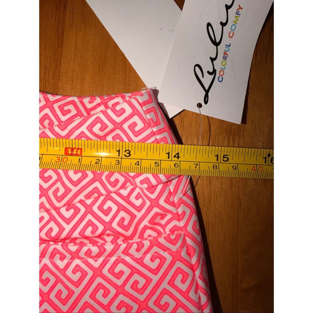 NEW Lulu-B Pull On Flat Front Capri Pants Size 6  Pink Geometric - Picture 3 of 5
